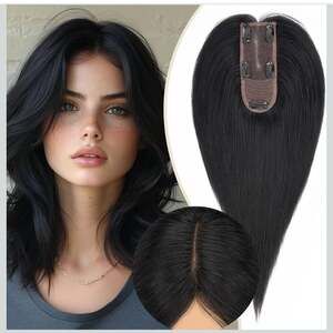 Rich Choices Human Hair Topper Clip 1B# Natural Black,12 inch